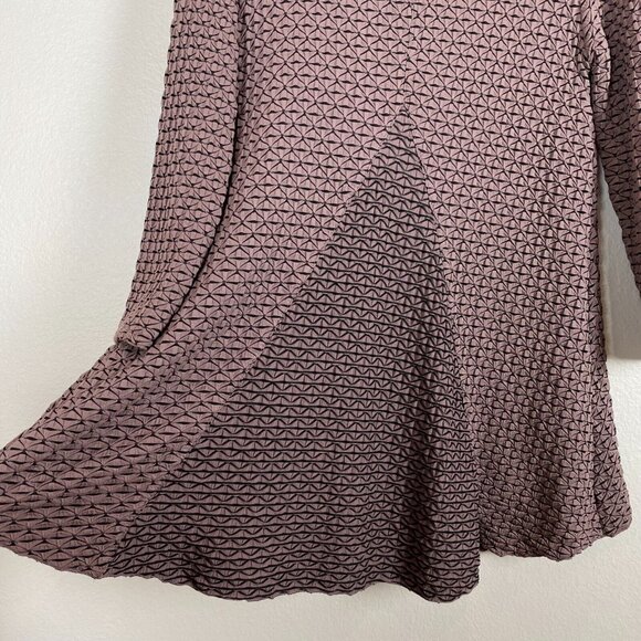 Habitat Womens Small Brown Textured Tunic Top Long Sleeve V Neck Shirt Stretch - Picture 13 of 15